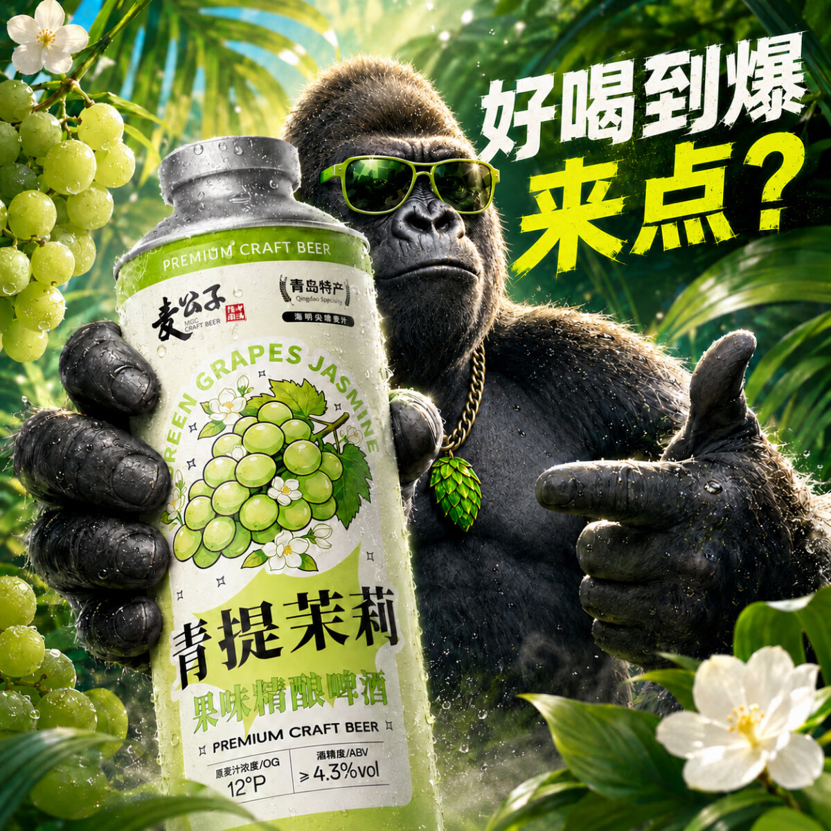 麦公子青岛特产精酿原浆啤酒黄啤白啤国产果啤酒整箱装大桶礼盒全麦扎啤 麦公子系列 青提茉莉 果味精酿 1L 6桶 礼盒装