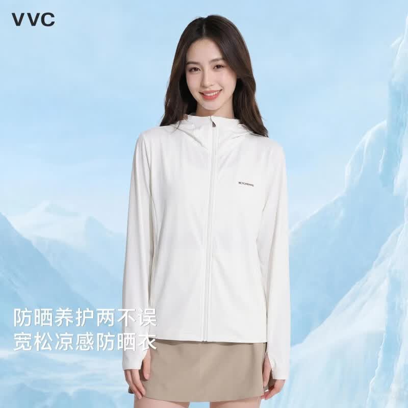 VVC防晒衣男女同款夏季新款冰丝凉感户外防晒服宽松外套ZT 雪山白 M 【150-165cm 45-65kg】