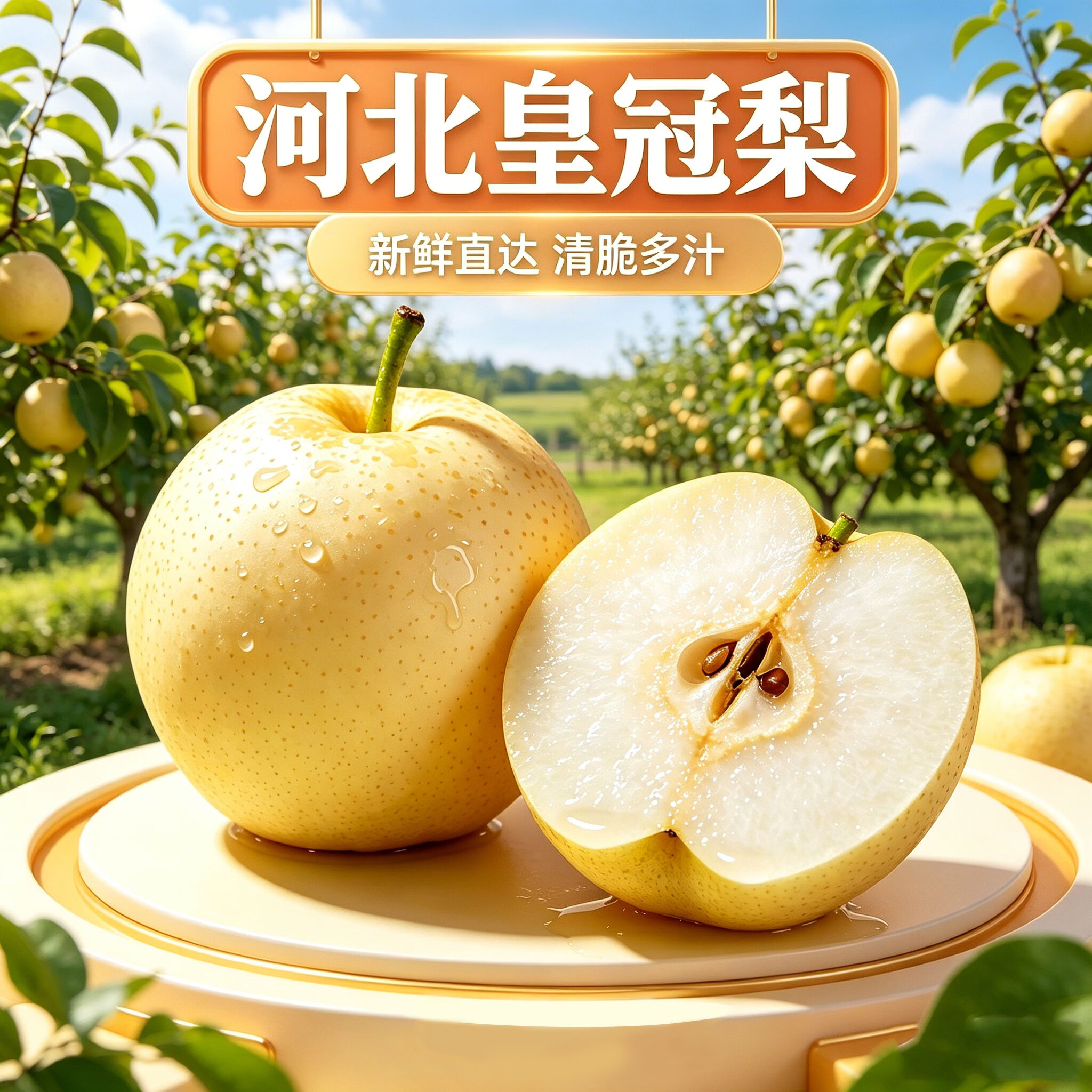 黔婆婆皇冠梨河北皇冠梨产地直发脆甜多汁梨子整箱新鲜水果单果200g+ 净重4.5~5斤