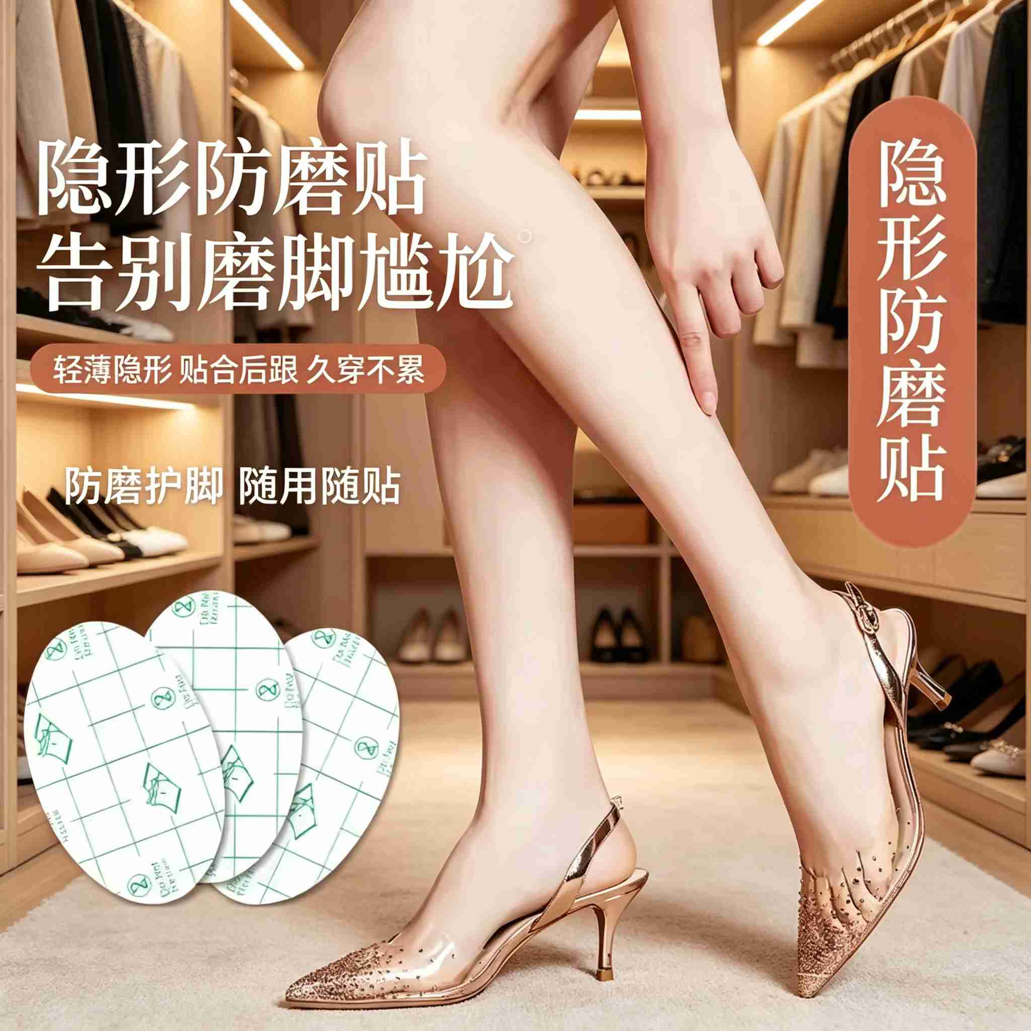 首力高跟鞋脚贴防磨脚后跟贴男女用透明隐形后跟帖神器保护脚踝防磨贴 升级加芯防磨贴【10片装】