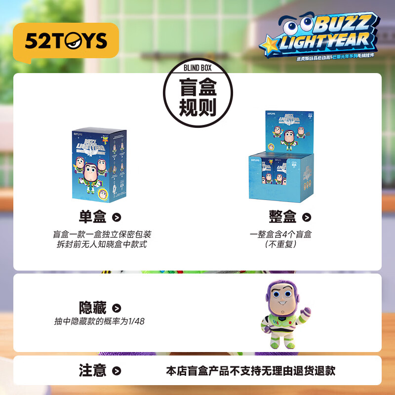 52TOYS皮克斯玩具总动员5巴斯光年系列毛绒挂件盲盒手办女生生日礼物 端盒(内含四只 不重复 抽隐藏)