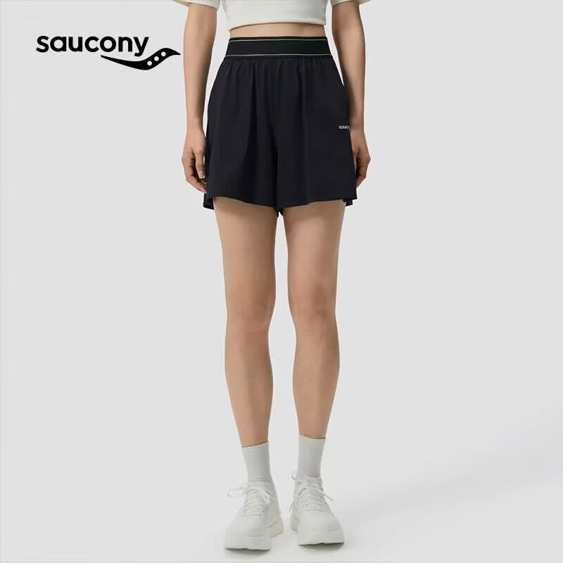 SAUCONY索康尼26春夏新品女子都市生活系列休闲通勤运动短裤 正黑色 M