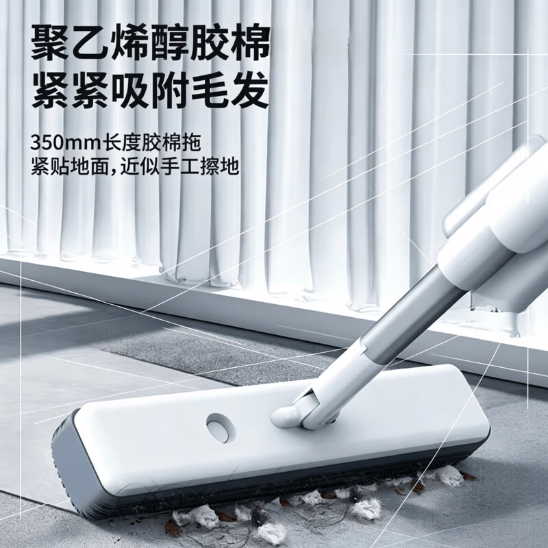 AILUKI平板拖把干湿两用大号新款家用懒人一拖地净拖地神器拖布尘推 灰色 3秒速软棉头 共2个原装头