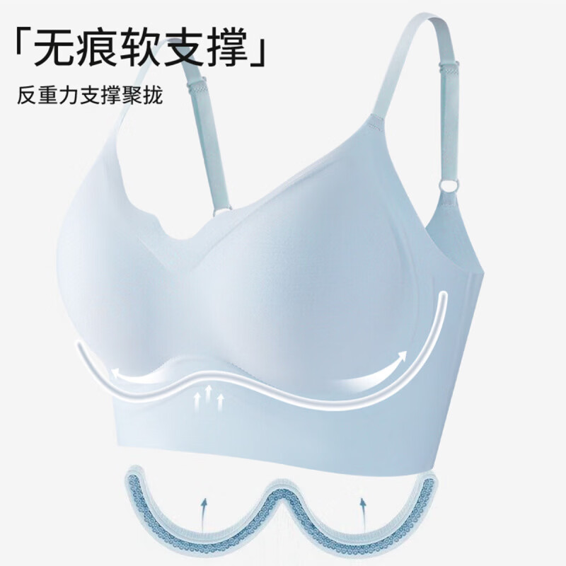 猫人（MiiOW）女士文胸女玻尿酸无痕透气内衣背心款无钢圈聚拢胸罩软支撑高弹 黑色 XL （建议120-135斤）