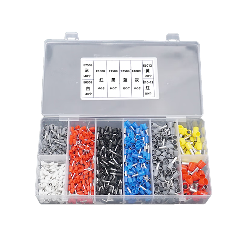 伊萊科(ELECALL)E-800接線(xiàn)端子接頭套裝VE管型冷壓線(xiàn)耳組合盒裝快速接線(xiàn)預絕緣線(xiàn)鼻子 電線(xiàn)連接8合1約800只