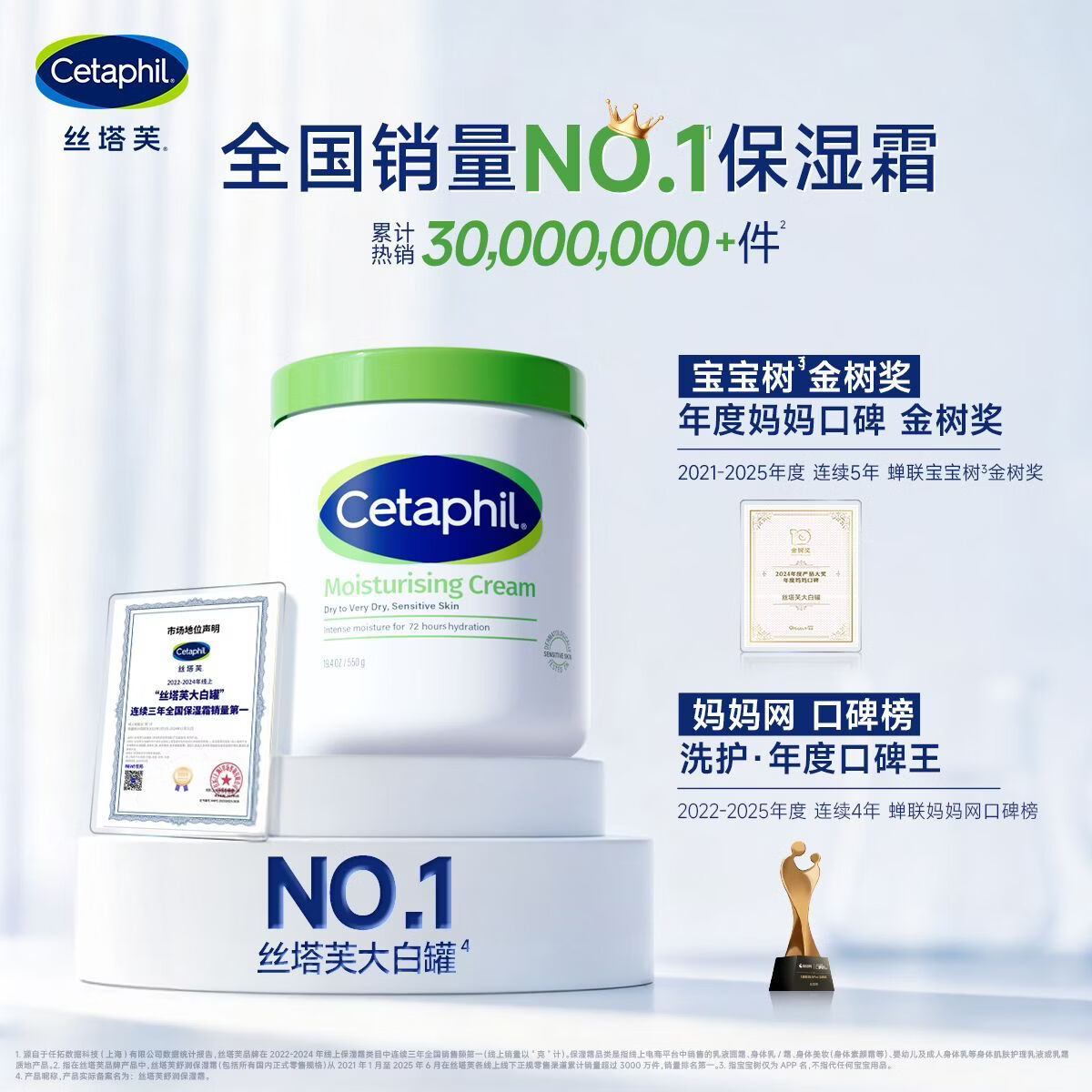葛佳丝塔芙大白罐无烟酰胺550g国内版孕妇婴儿宝宝敏感肌专用保湿霜身体乳 大白罐550克*1瓶 国内版|滋润型|宝宝可用