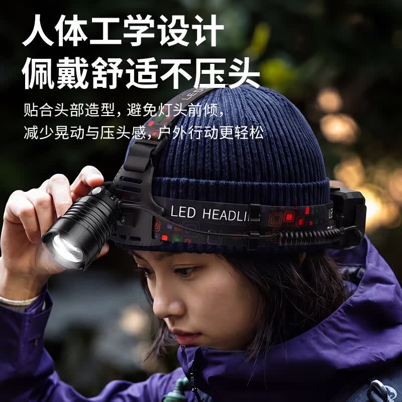 天火头灯3095强光超亮超长续航充电头戴式抓知了猴工地矿夜钓户外赶海 【夜钓专用】3095强光镭射炮丨1700高流明爆亮 7500毫安丨白灯芯高亮头灯