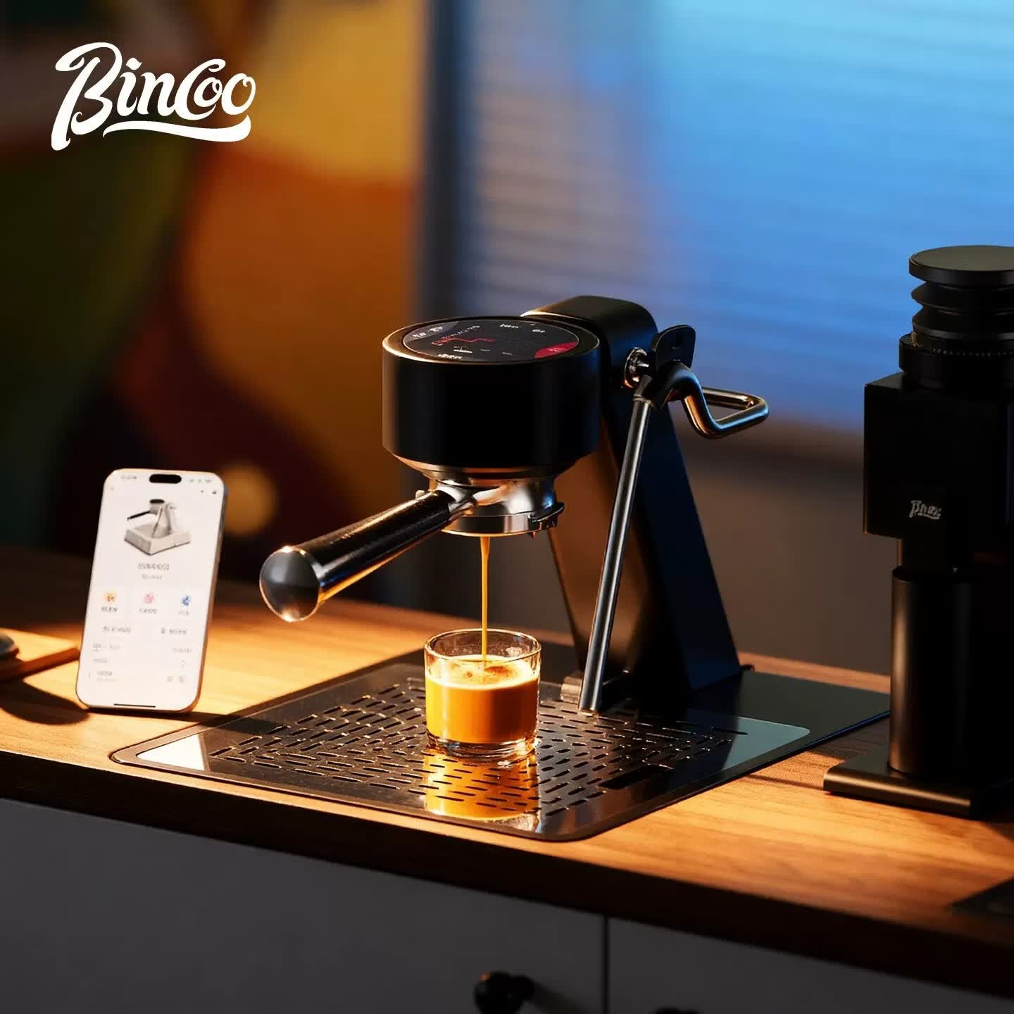 BincooS2Pro开拓者意式半自动咖啡机冷热双萃家用小型触屏咖啡机 极夜黑-S2 Pro 开拓者咖啡机