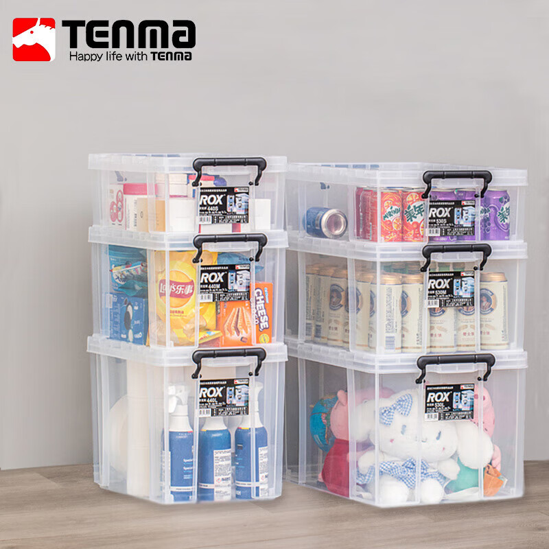 TENMA收纳箱大号加厚直角透明储物箱塑料箱子车载整理箱劳克斯 440L 30*44*32cm 装 1个