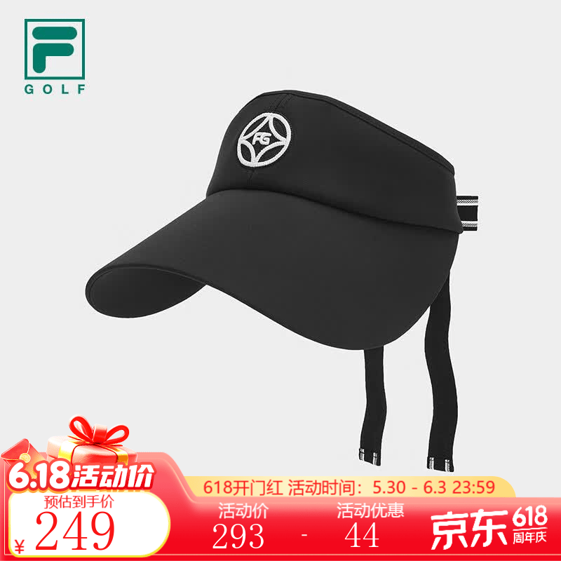 FILA空顶帽| 斐乐官方女帽夏季新款高尔夫运动帽蝴蝶结休闲遮阳帽 深黑-BK XS