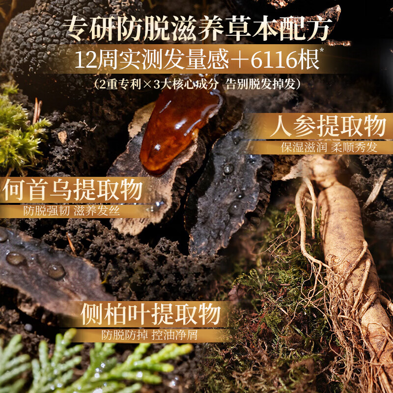 霸王洗发水 何首乌防断发固发防脱洗头膏 生姜控油去屑止痒蓬松洗发露 首乌固发防脱洗发水1L+16ml