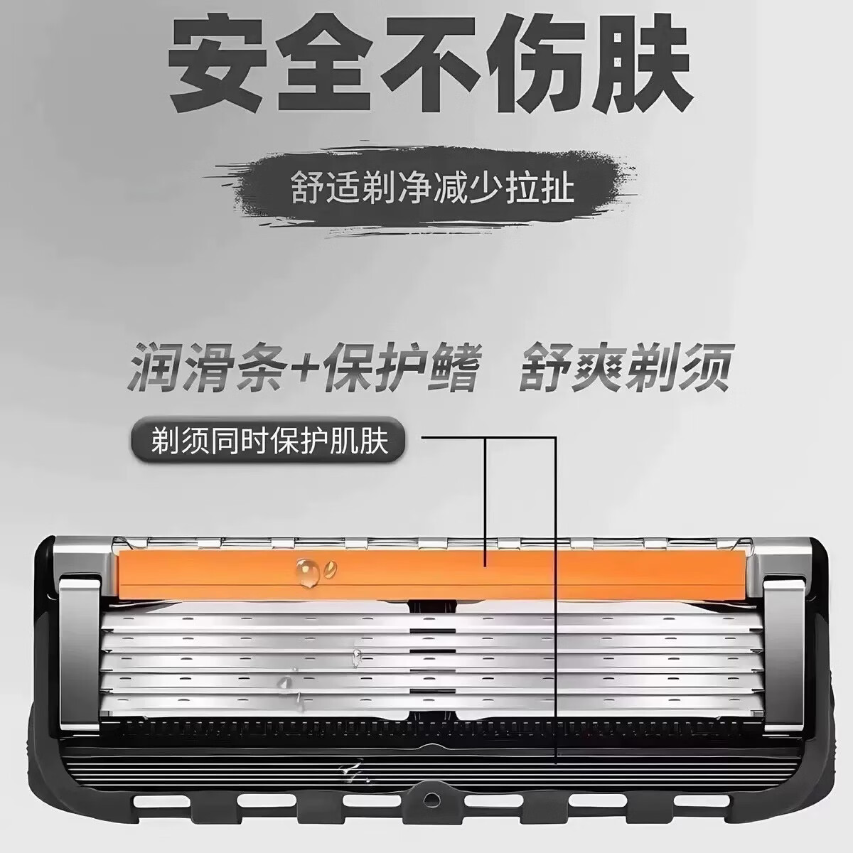 【2026新款】德国五层剃须刀手动吉利男士通用锋5刮胡刀防刮伤光头刀 德国5层【替换刀头12个】