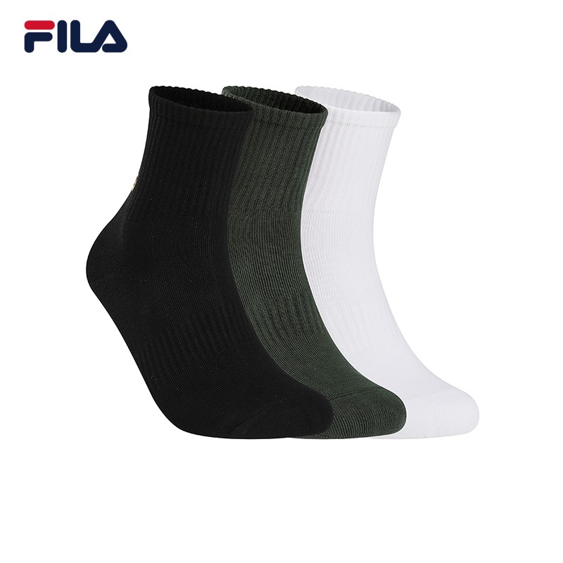 FILA 斐乐官方男子中腰袜子套装2023秋时尚休闲袜运动袜三双装 正黑色/山景绿/传奇蓝/标准白-99 XS高性价比高么？