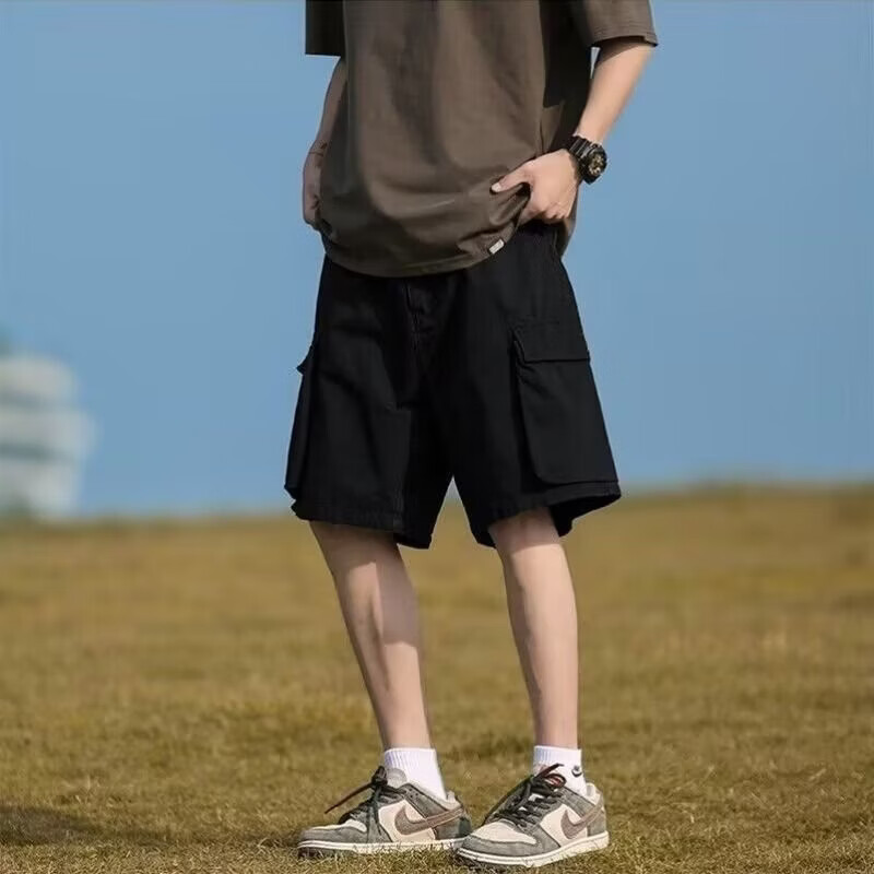 ZSCK夏季工装短裤男士宽松直筒休闲外穿运动潮流百搭中裤 绿色 M