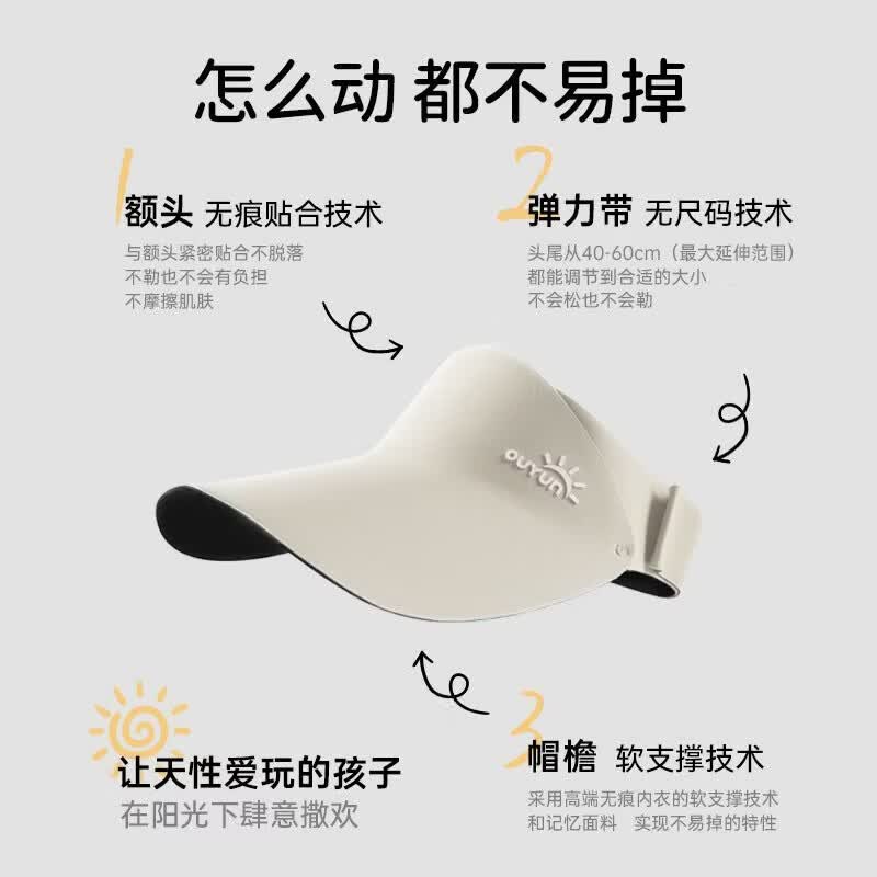 欧孕(OUYUN)儿童防晒帽户外宝宝婴儿遮阳帽男童女童无痕鸭舌帽太阳帽夏季 仙萝紫【轻盈无感 5A抗菌】 1-16岁大拉伸范围:40cm-60cm
