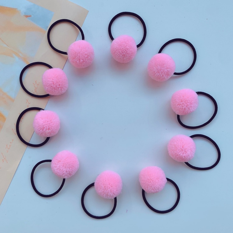 魅丽饰季儿童彩色小毛球头绳皮筋不伤发头饰宝宝扎头发皮套女童发绳