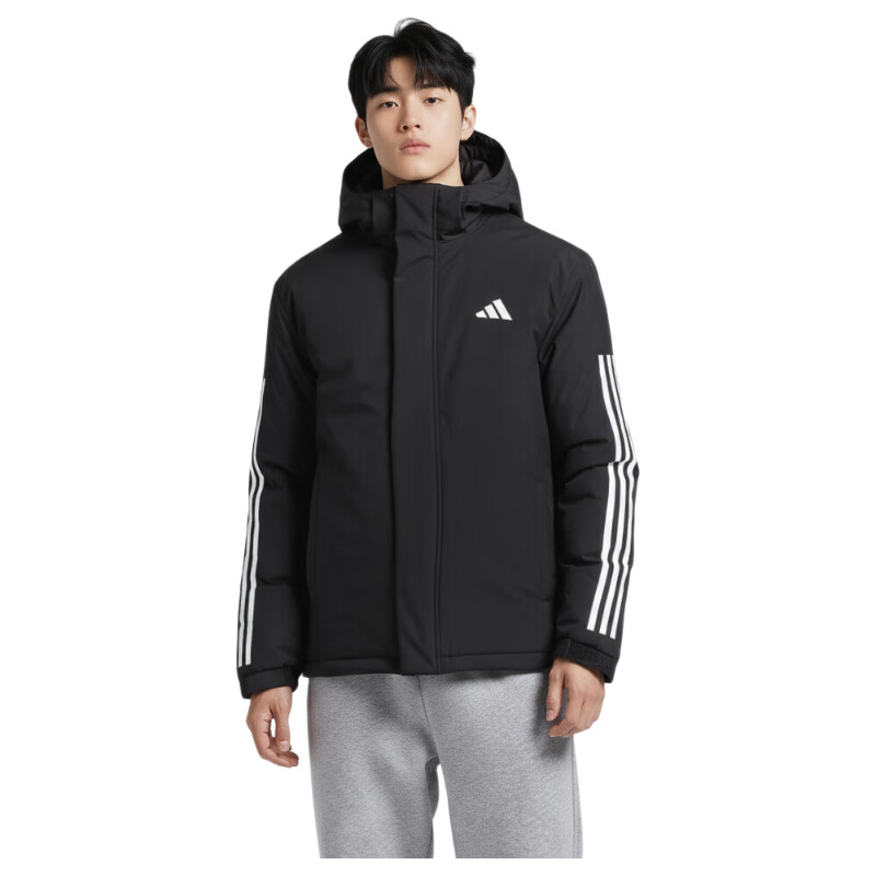 阿迪达斯（adidas）男 运动型格系列 3S HOODED INS J 短棉服 JY8303 黑色  2XL 