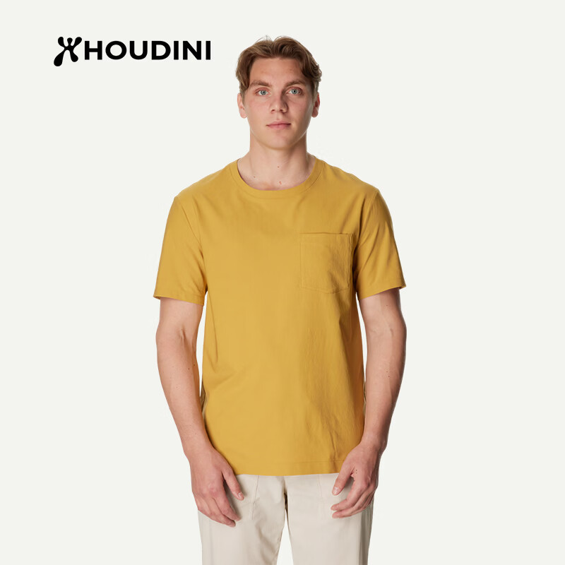 Houdini胡丁尼 Cover Tee 守护男户外26夏季防晒圆领清爽短袖T恤 Golden Fields（秋炼芥） II代 M
