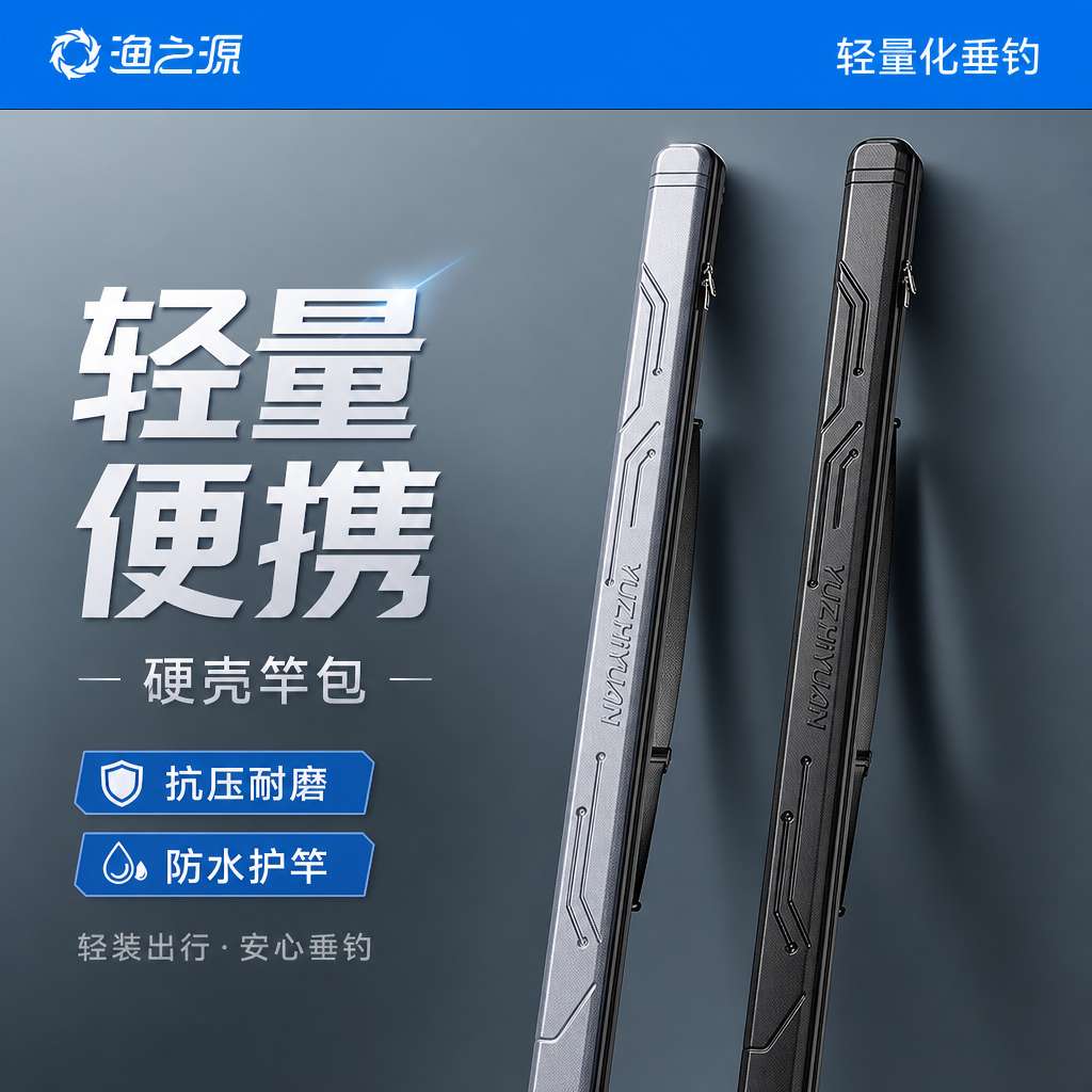 渔之源轻量便携鱼竿包硬壳包防水杆包轻便型多功能钓鱼包收纳鱼袋 武神-黑色6*127cm【便携款】 无规格