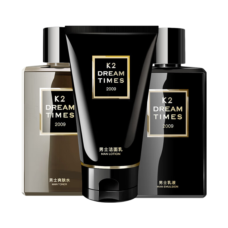 Dreamtimes k2三部曲男士护肤品水乳套装控油补水保湿男祛痘男洗面奶爽肤水 K2洁面+K2爽肤水+K3精华乳