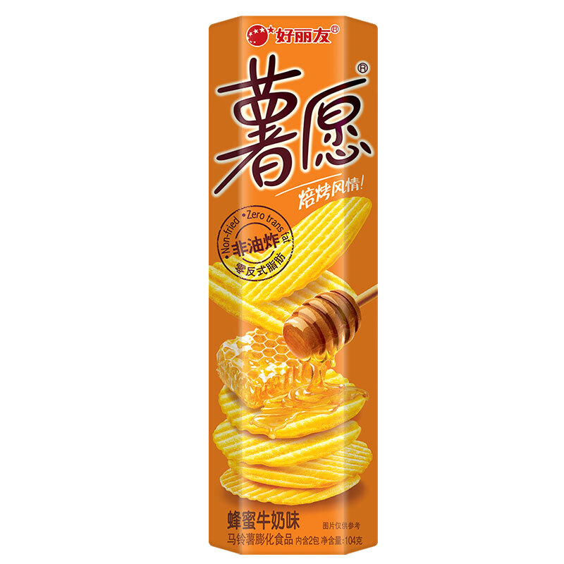 orion 好丽友 休闲零食 薯片 非油炸 薯愿三连罐312g/组(104g*3薯片)