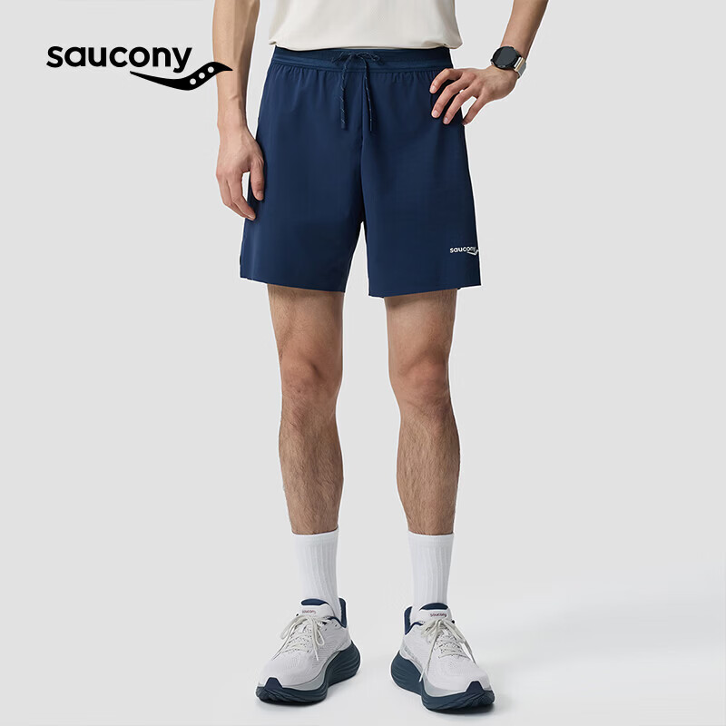 SAUCONY索康尼26春夏新品男子跑步训练系列高弹亲肤梭织短裤 皇家蓝 M