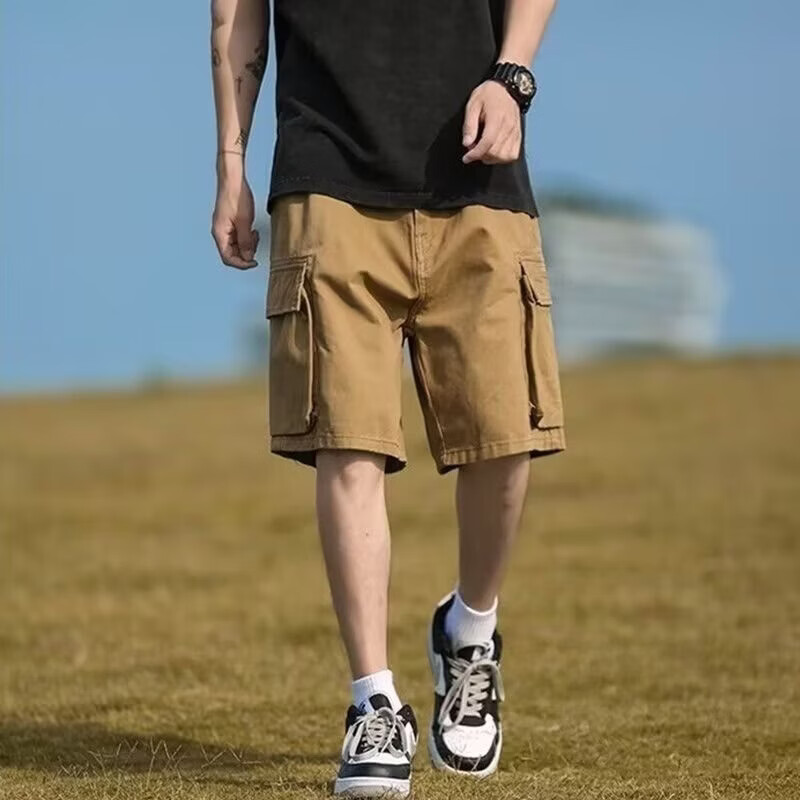 ZSCK夏季工装短裤男士宽松直筒休闲外穿运动潮流百搭中裤 绿色 M