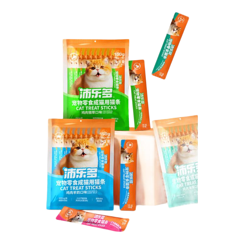 沛乐多猫条猫零食0添加混合口味装猫条成猫幼猫猫条15g 鸡肉羊奶味15g*10/袋