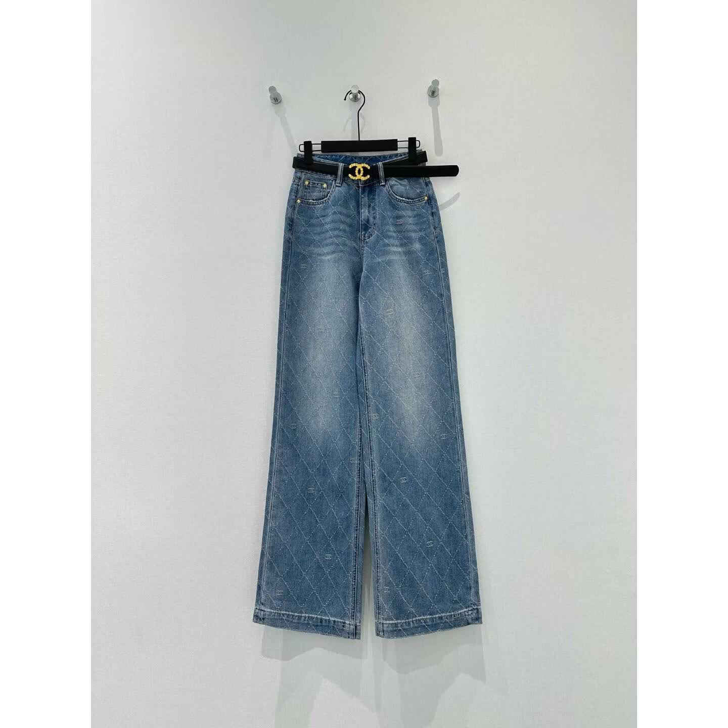 美式复古牛仔裤满印logo中蓝色宽松直筒裤 蓝色 XL 京东折扣/优惠券
