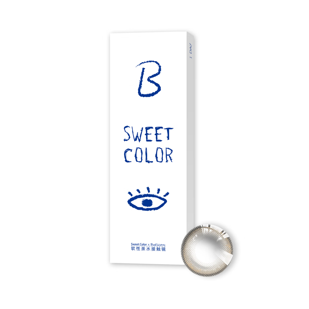 Sweet Color美瞳宠粉系列日抛10片自然舒适水润高颜值大小直径彩色隐形眼镜 【哭哭黑】如泪珠在眼底打转 10片*1盒 0度