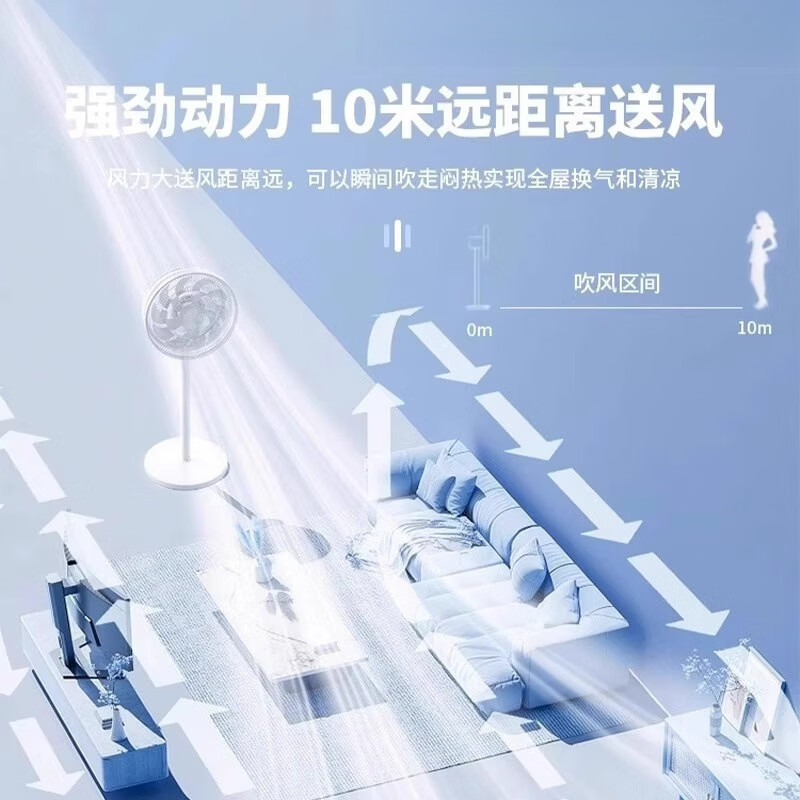 电风扇落地扇家用超静音新款大风力立式卧室小型能效电扇 豪华智能款带遥控丨智能摇头50倍涡流冷风降噪睡眠