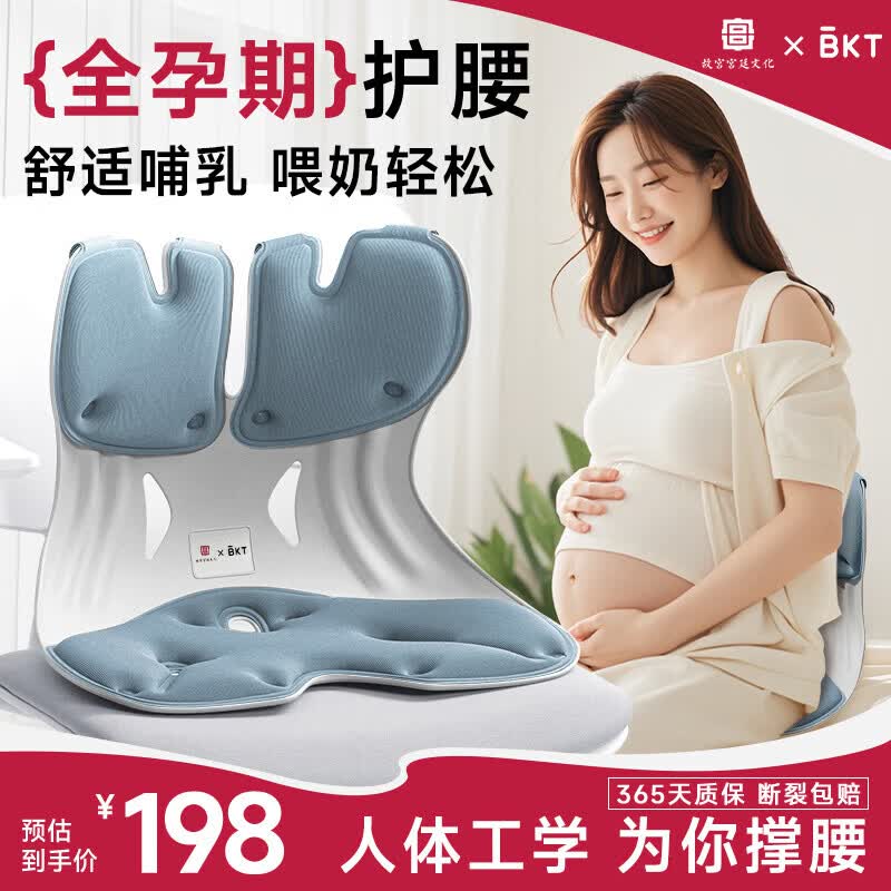 BKT护腰坐垫孕妇喂奶靠垫人体工学腰靠垫哺乳座椅宝妈直播专属 加大款-幻影灰【150斤以内】