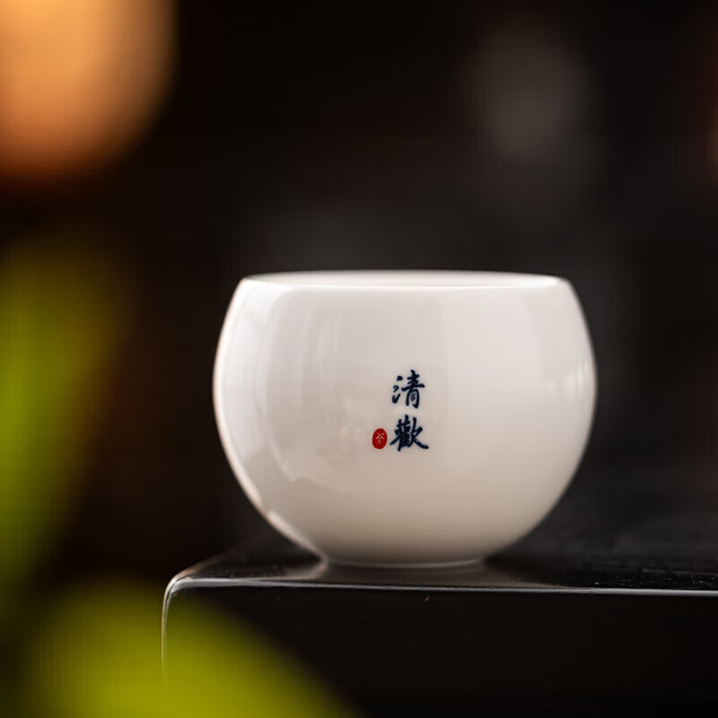 【工厂直发】羊脂玉瓷品茗杯陶瓷茶杯功夫茶具日式龙蛋杯功夫单杯 羊脂玉瓷主人杯-静心
