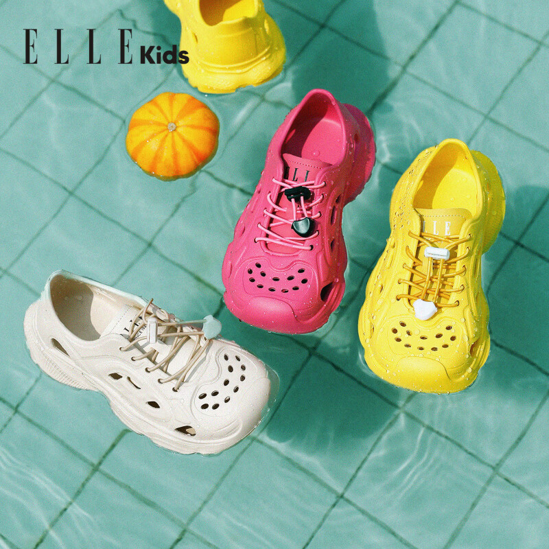 ELLE KIDS童鞋儿童凉鞋2026年夏季新款女童包头软底休闲单鞋 [EFH22085]黄色 28