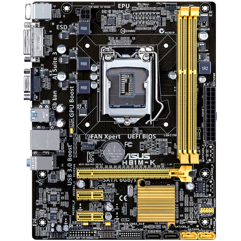 华硕(asus)h81m-k 台式电脑主板 ddr3 支持cpu i3-4170 /i5 4590 h81m