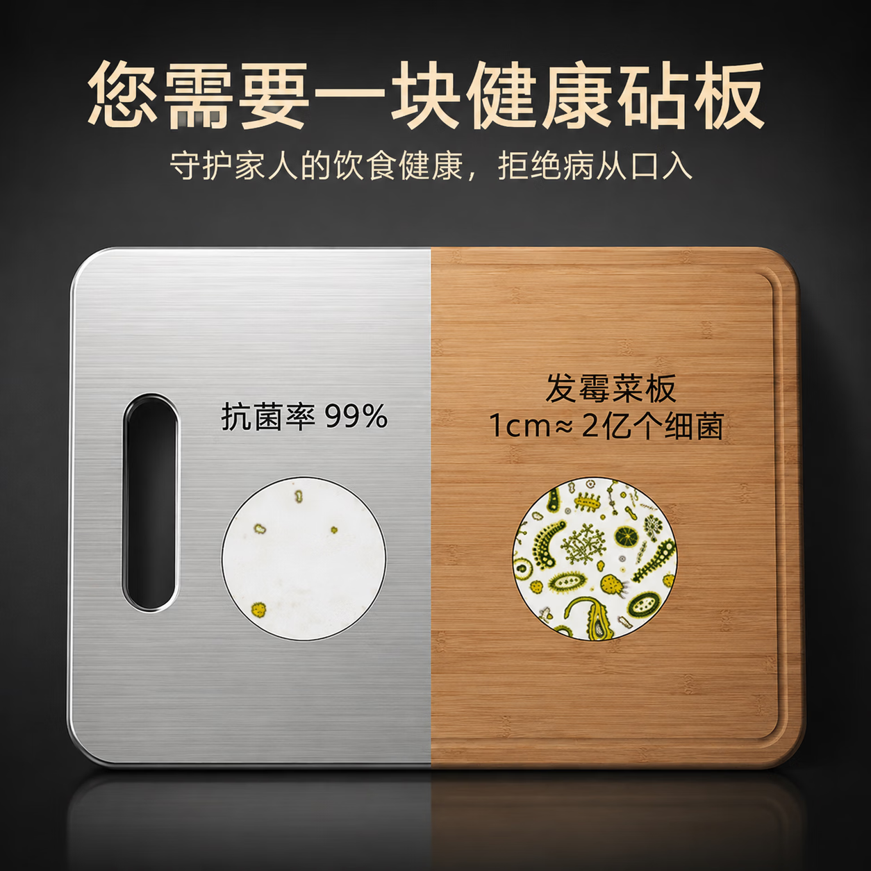 DFBK不锈钢菜板加厚案板切菜板316双面家用防霉砧板切菜板擀面板 【食品级316】39*28cm【大号】