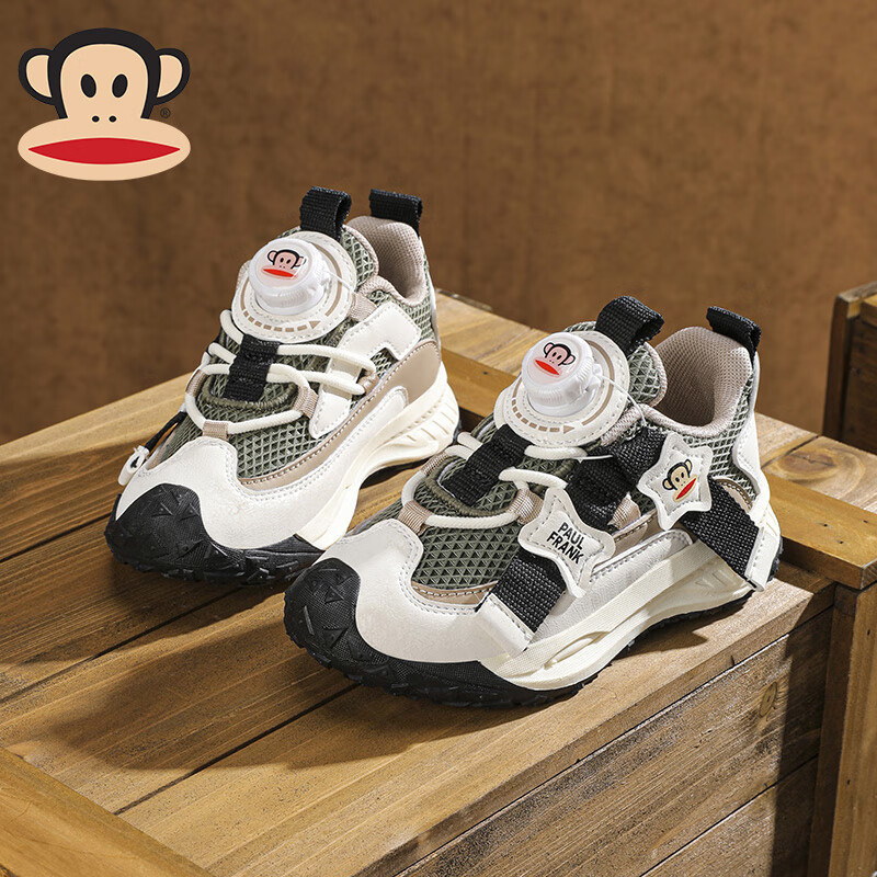 大嘴猴童鞋男童2024秋季新款儿童轻便透气跑步鞋时尚百搭中大童休闲鞋子 丛林绿 31 （适合脚长19.0)