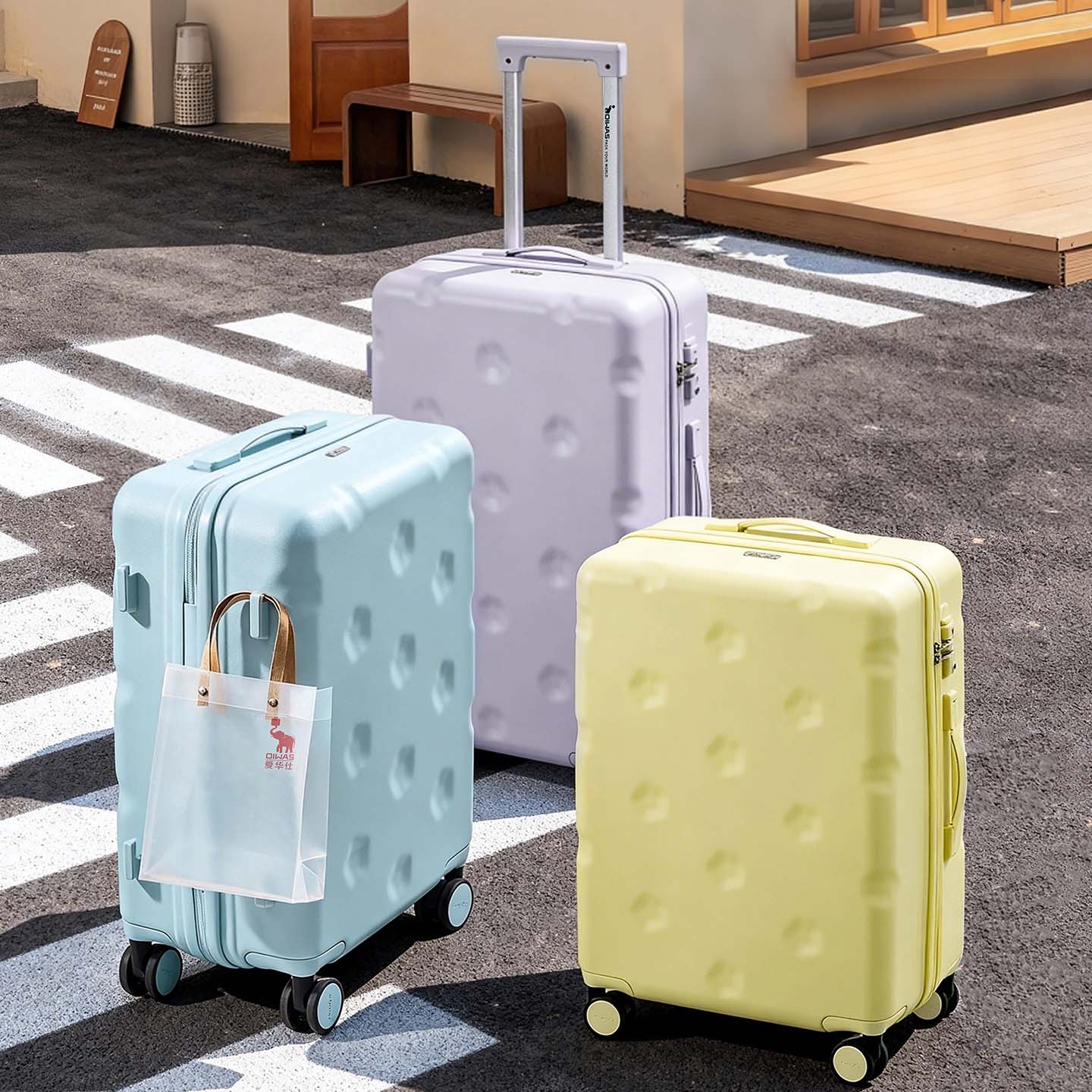 爱华仕行李箱20寸可登机箱出差轻音轮拉杆箱大容量轻便旅行箱 薄荷绿 24英寸