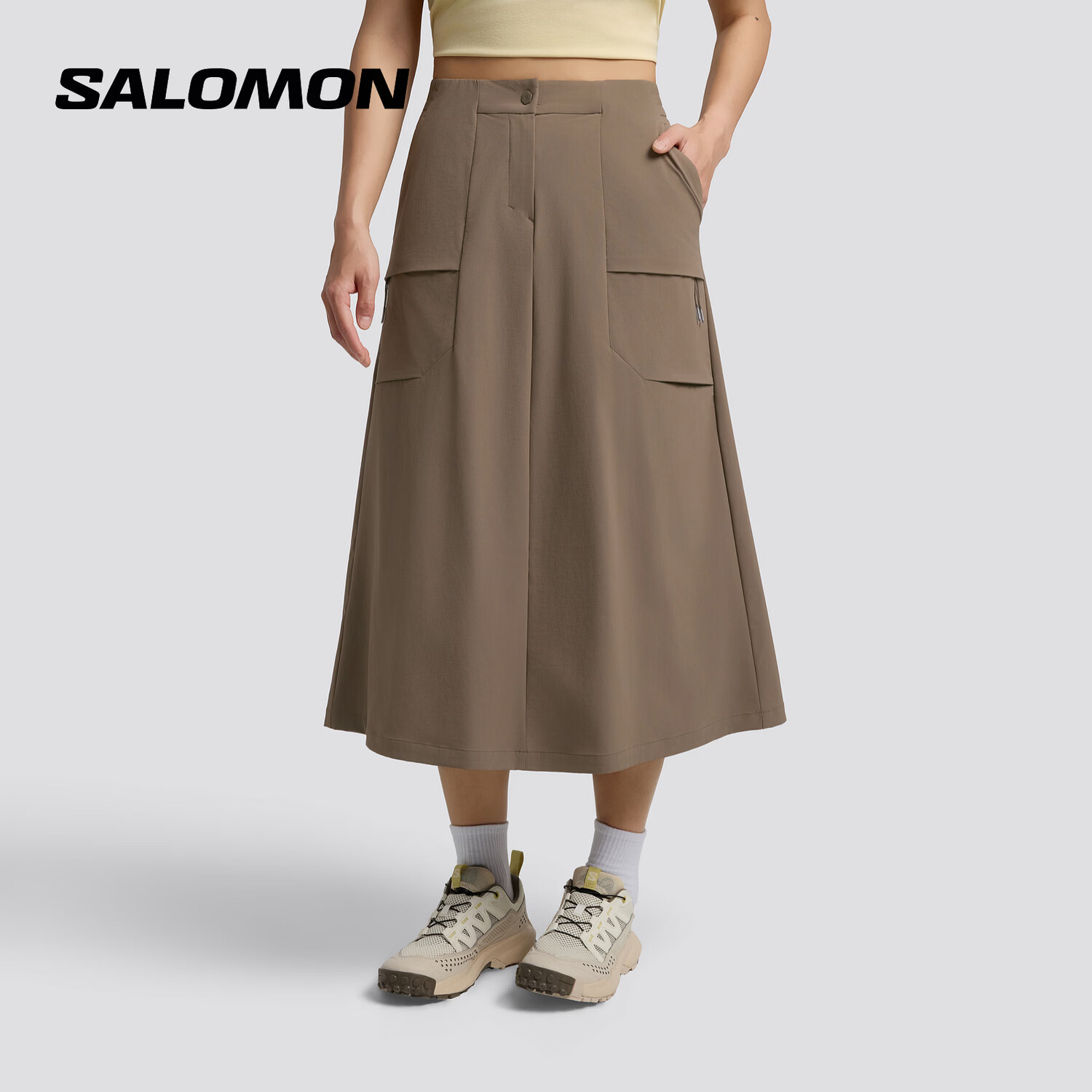 萨洛蒙（Salomon）JISOO同款 户外运动休闲半身裙 PL OD SKIRT W 深咖色 D00067 L 170/76A