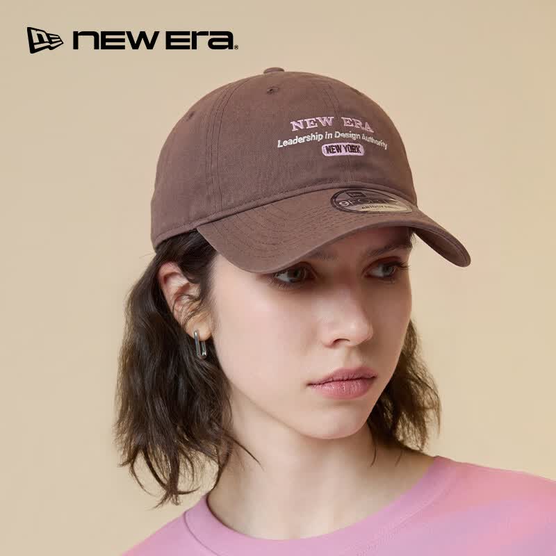NEW ERA纽亦华春夏弯檐棒球帽子字母男女复古时尚软顶NE940NE920 14529098棕色 可调节