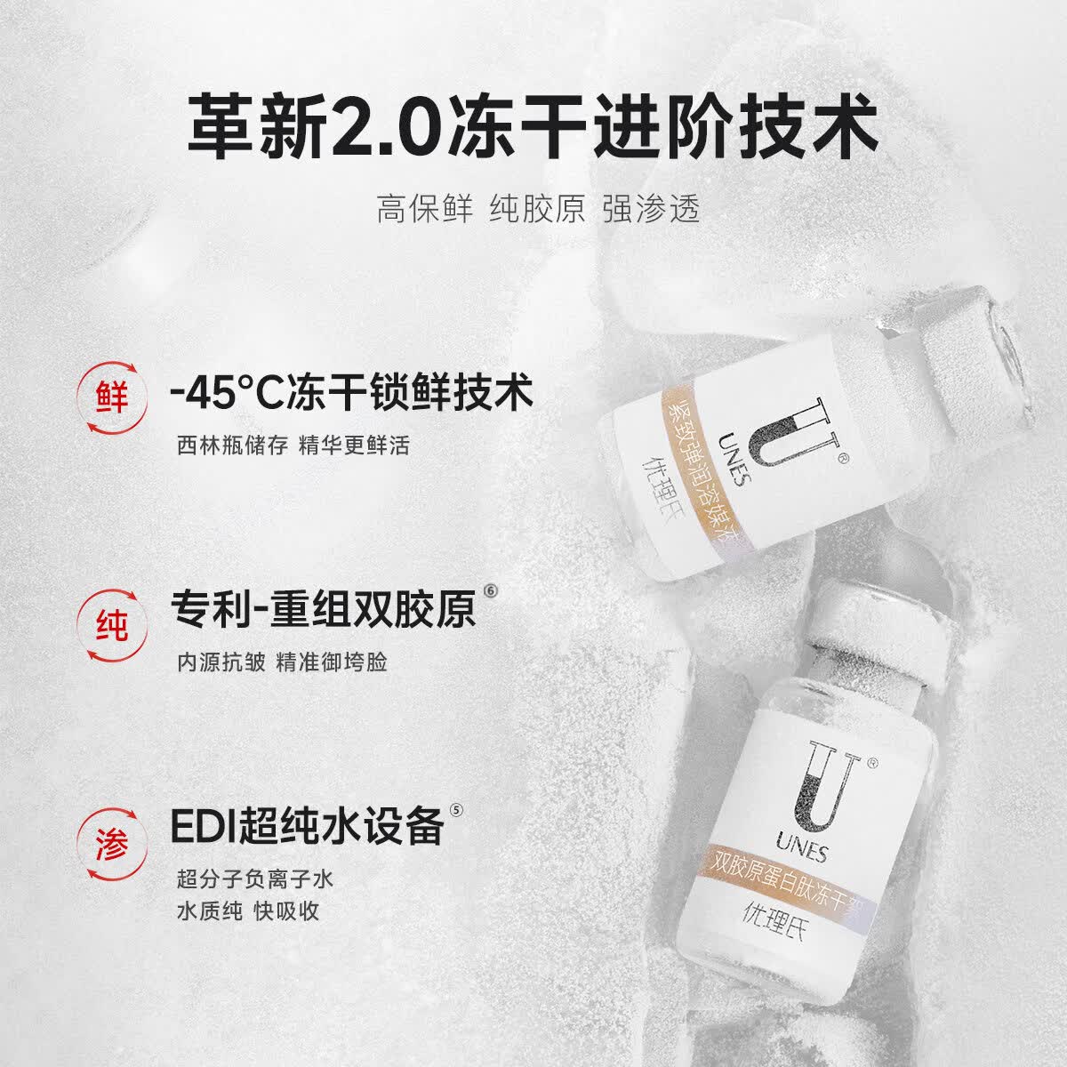 优理氏(UNES)双胶原蛋白肽冻干絮抗皱紧致淡纹保湿 面部精华护肤套装生日礼物 【紧致抗皱】双胶原蛋白肽冻干絮20支
