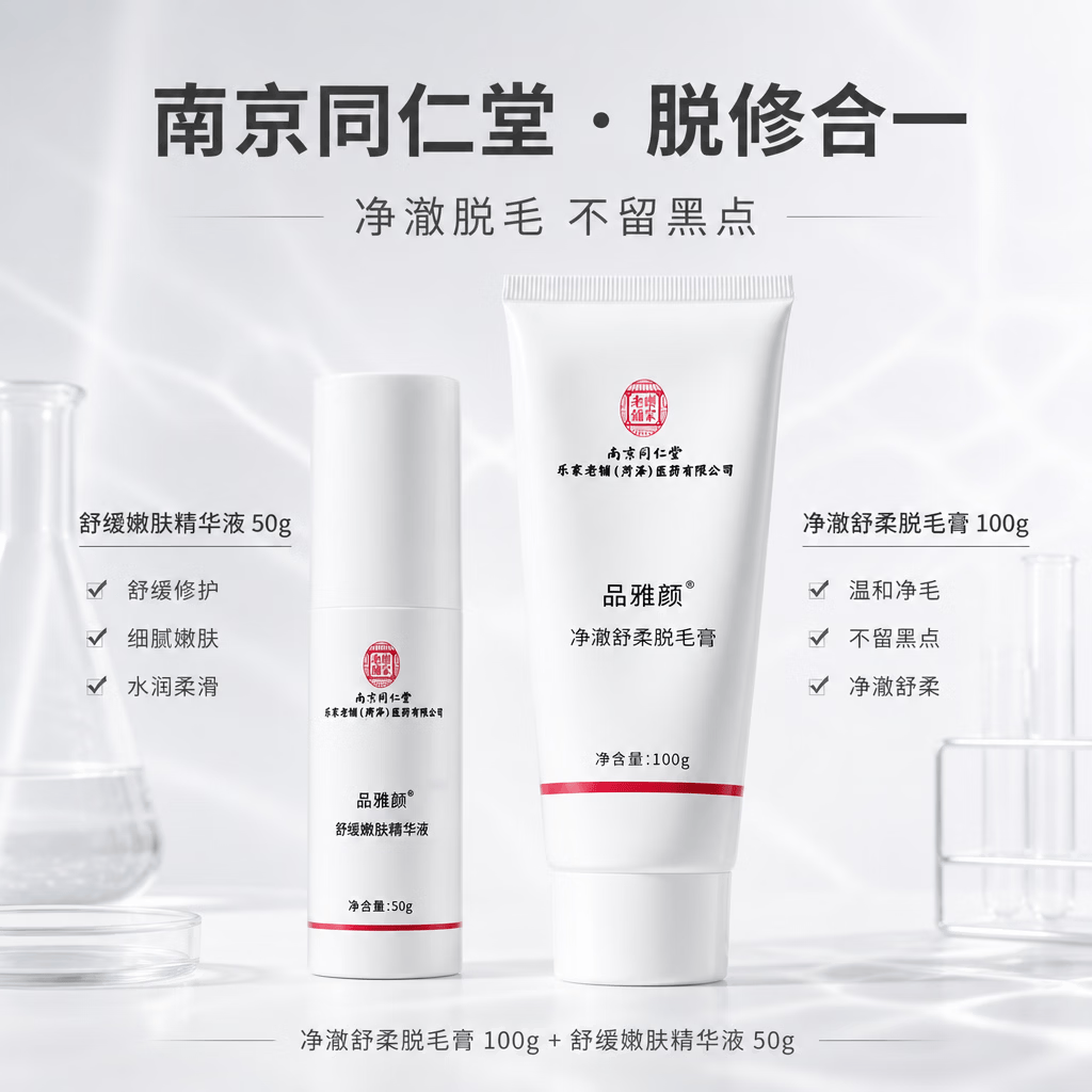 同仁堂(TRT)脱毛膏套装 男女全身可用腋下私处脸唇胡子腿毛温和脱毛修护精华 一盒42【100g脱毛膏+50ml精华】