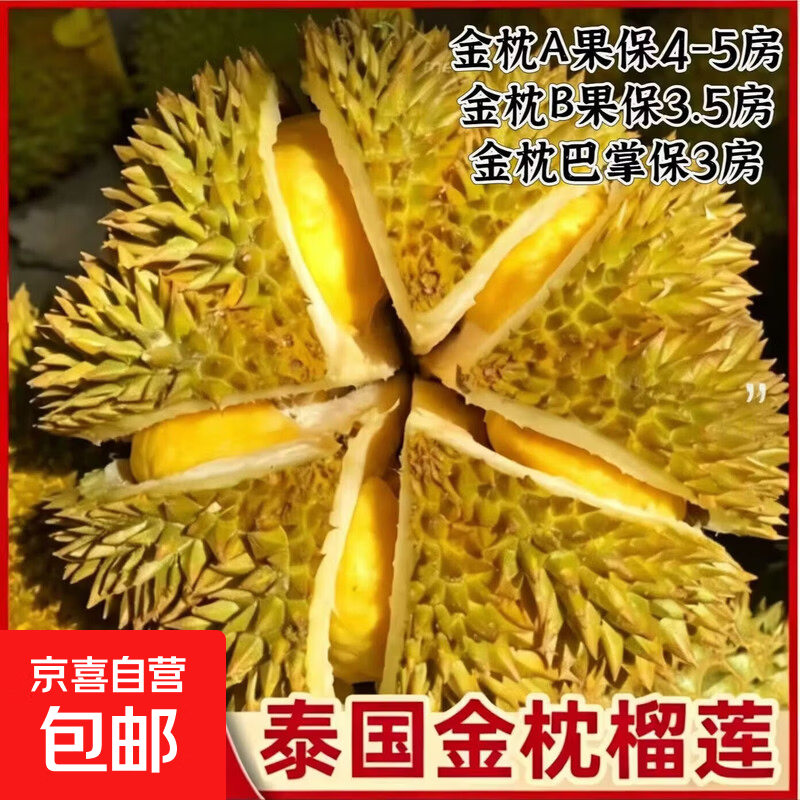 【 6月18日前发货】泰国金枕榴莲新鲜鲜果带壳小巴掌应季水果 4-5斤【金枕巴掌，2个装，大小随机】