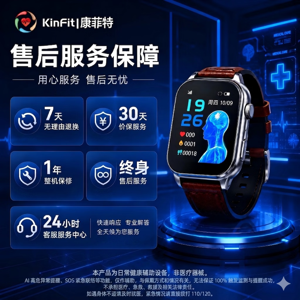 康菲特心脑血管生命风险预警智能手表心率血压血氧监测血糖血脂慢病风险预警AI自动求助接打电话健康腕表 银色 T1L Pro预警筛查激光三高调理 医疗级筛查预警