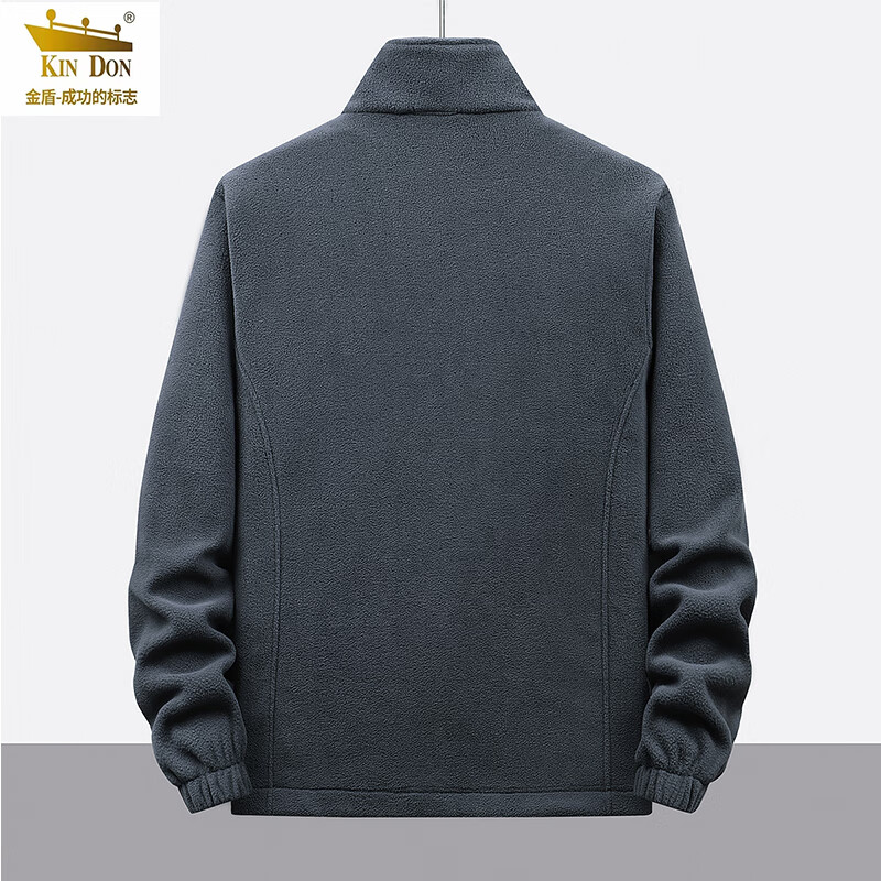 金盾春秋新款摇粒绒夹克时尚纯色学生外套男 灰色 3XL体重145-160斤