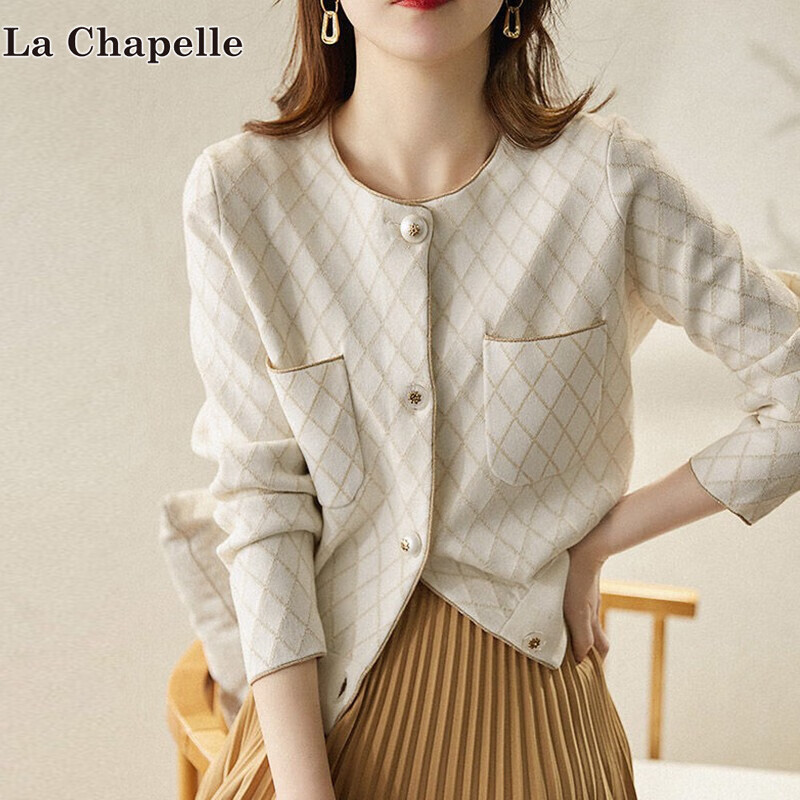 PLUS会员：La Chapelle 拉夏贝尔 新款针织衫女 白色