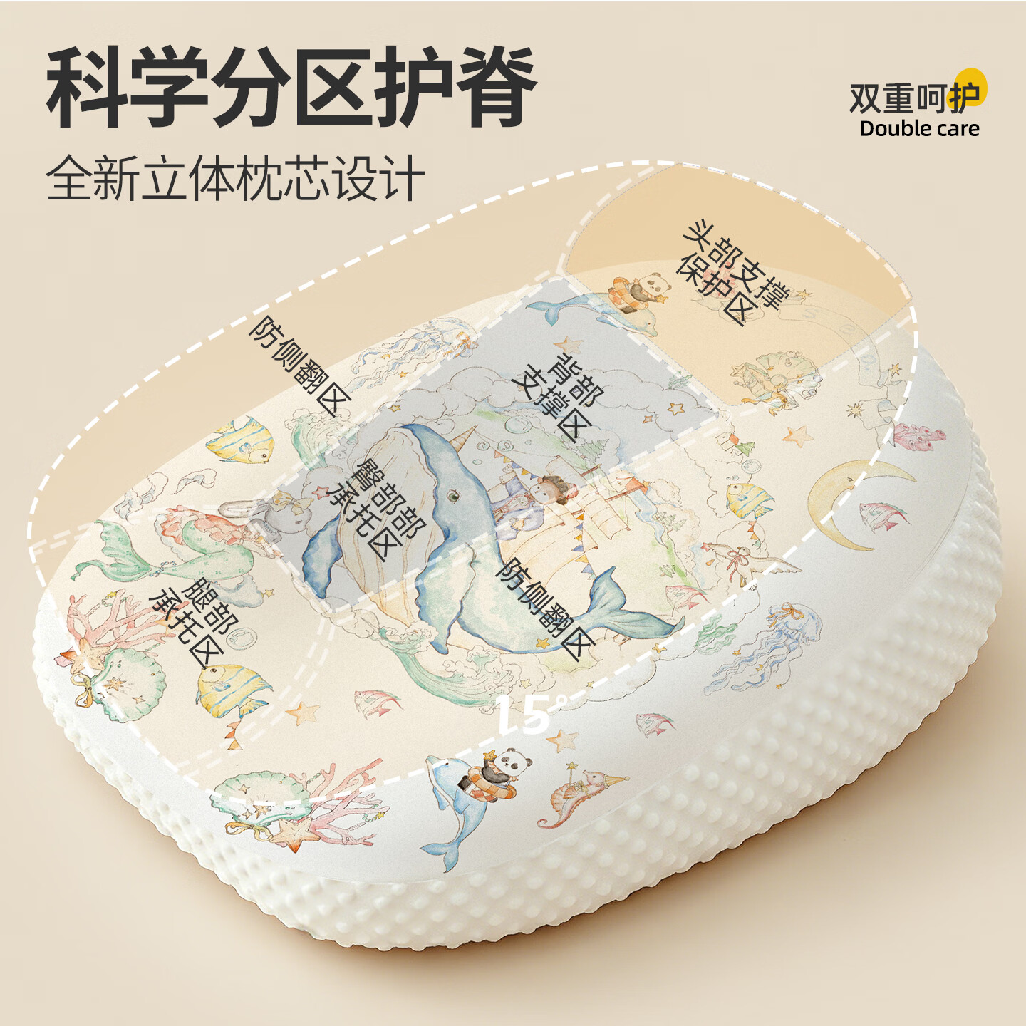 温欧(veeou)斜坡枕婴儿防吐奶斜坡垫防呛奶哺乳新生儿躺靠垫喂奶神器枕头 热气球【A面100%棉 B面3D豆豆绒】双面可用 80x60x0cm