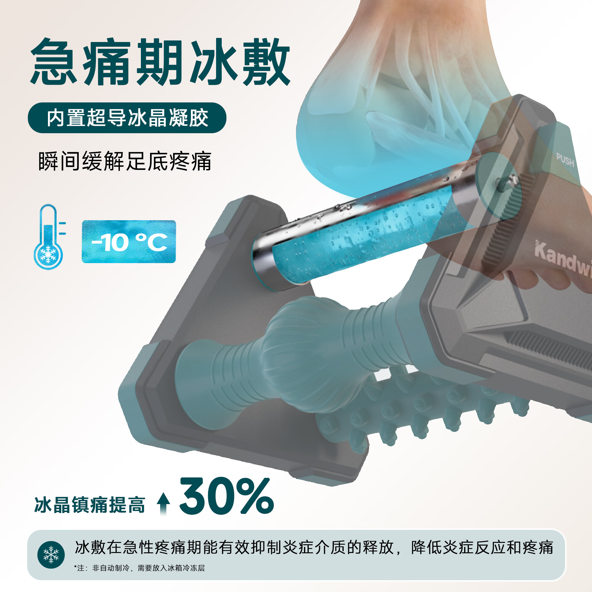KANDWIN PRO足部按摩器脚底按摩筋膜炎缓解疼痛滚轮冰敷足底足弓训练松解扁平足腿部足疗放松居家锻炼爸妈礼物 马尔斯绿