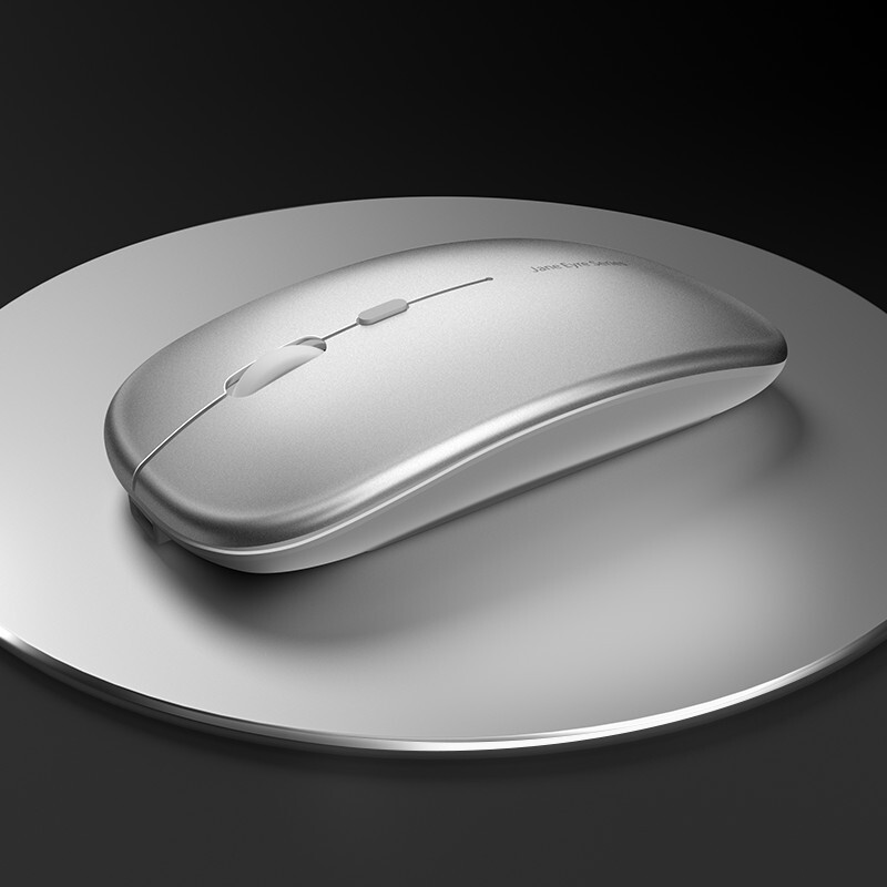 前行者蓝牙双模无线鼠标静轻音可充电便携电脑办公家用苹果mac笔记本无限电池超薄游戏适用于联想华为小米 蓝牙5.0+2.4G无线双模+兼容Mac-磨砂银
