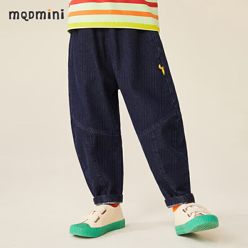 MQDMINI童装儿童牛仔裤男童裤子弯刀裤中小童时尚休闲裤 苹果牛仔